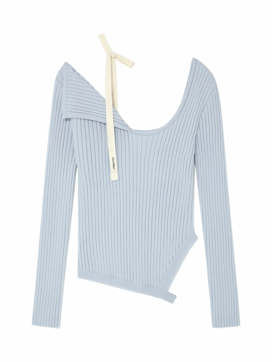 ISA ASYMMETRICAL KNIT TOP (BABY BLUE)